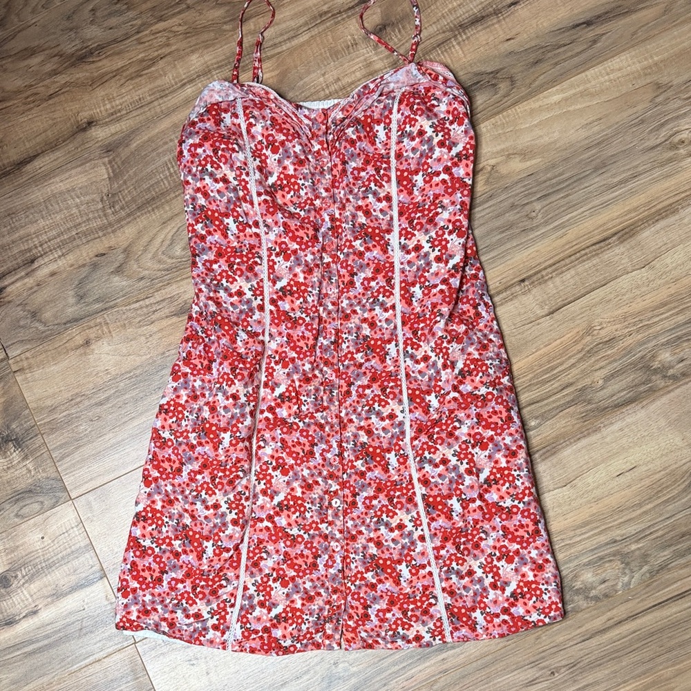 LC Lauren Conrad Red Floral Mini Dress